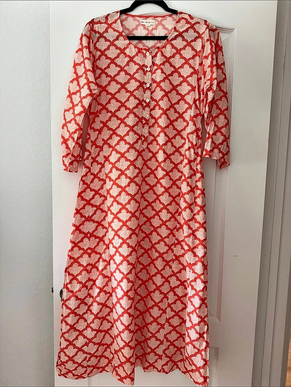 Roller Rabbit Printed Maxi Dress in Orange & White Size Medium